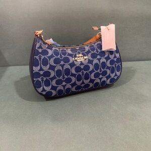 Coach Signature Indigo Denim Small Shoulder Bag
